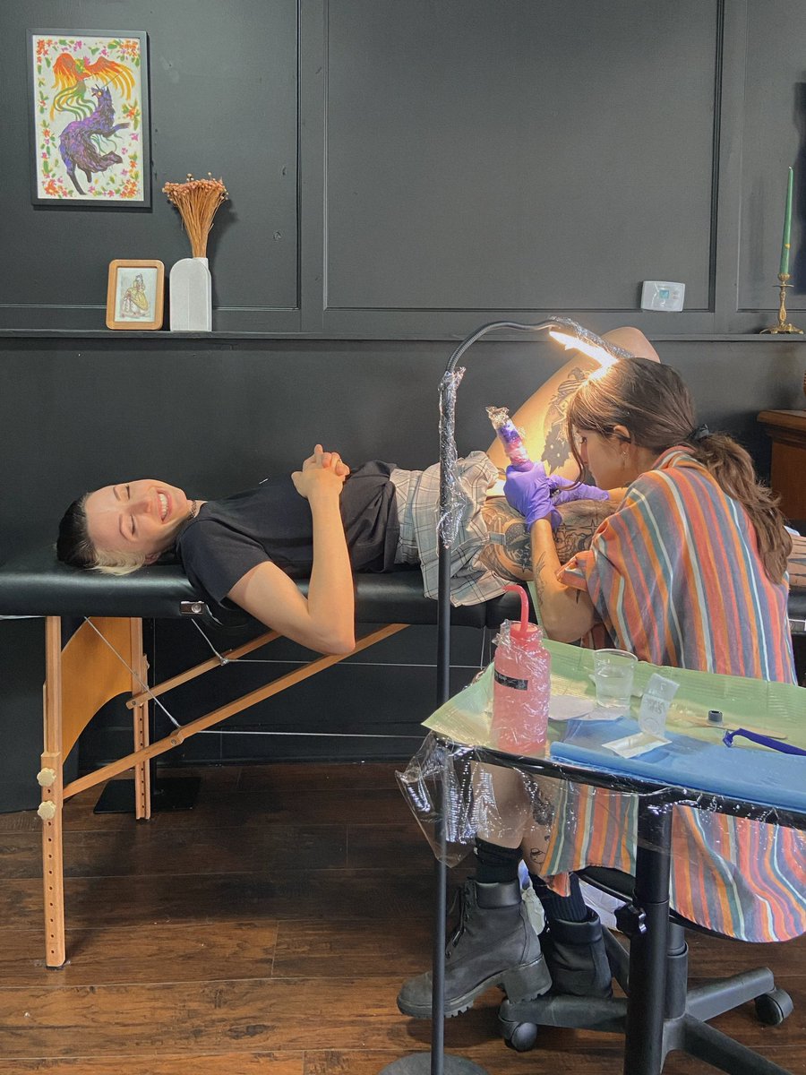GibiOfficial's tweet photo. Got a tattoo of Sav as a devilish gremlin because it just felt right 👹 
Designed and tattooed by clown.collegiate !! https://t.co/37DLHJztPj