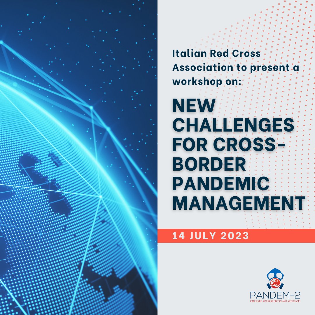 On Friday, the Italian Red Cross will present a workshop on cross-border pandemic management, including tech's role, coordination models, and PANDEM-2's IT tools 🚑

Attendees can join in-person or online. 💻

For more info, or to register, click here: ow.ly/nrZz50P9B92
