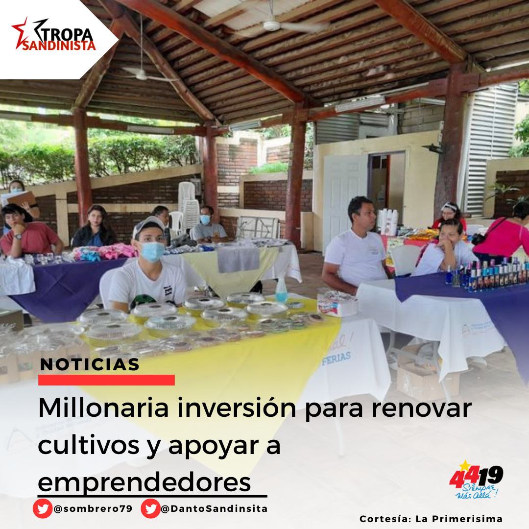 Nuestro Gobierno de Reconciliación y Unidad Nacional a hecho una inversión millonaria para apoyar a los emprendedores nicaragüenses 
#4419SiempreMasAlla 
#4419SiempreVictoriosos 
<a href="/TE2021/">Tropa Sandinista</a>