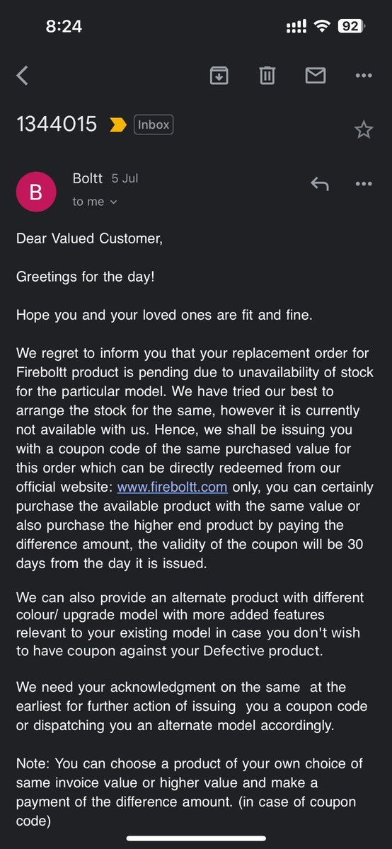 Im_divay's tweet photo. My biggest disappointment was purchasing products from @fireboltt__  i have raised complaint in june. And now july is running till date i did not get my resolution 
#fireboltt https://t.co/bQYj2cc7LX