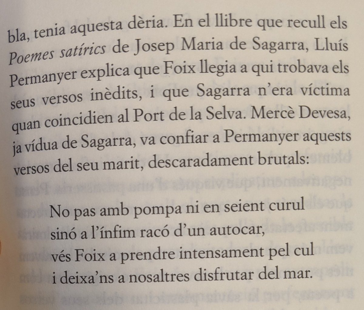 Uns versets de Sagarra sobre les 'pallisses recitadores' de Foix. Al llibre 'Relacions particulars' de Josep Maria Espinàs @campanallibres