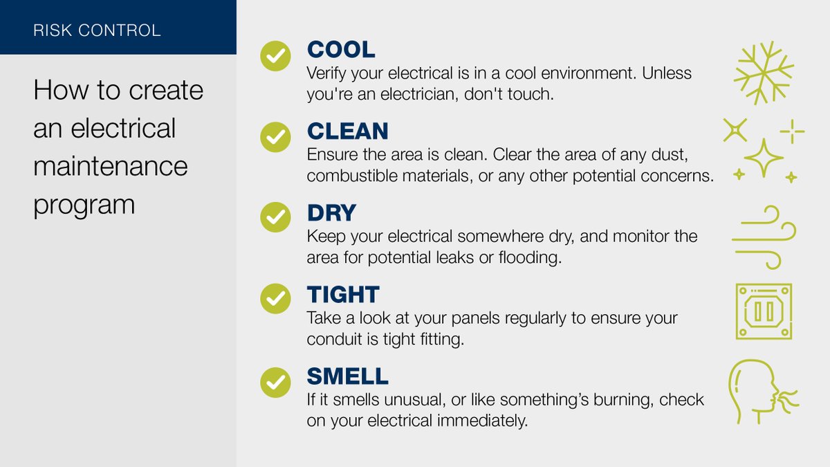UFGInsurance's tweet photo. Our risk control experts came up with five quick steps to ensure your worksite has an electrical safety program in place.
#riskcontrol #mitigatingrisk #commercialinsurance #insuranceagent #electricalsafety https://t.co/XZ7E6DlX3C