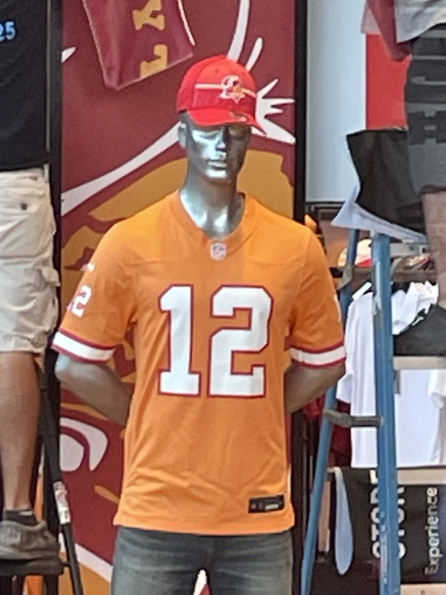 gregauman's tweet photo. Here’s first look at Bucs’ throwback orange Creamsicle jerseys in team store — they’re selling Brady, Evans, Godwin, White and David. They’ll wear them on Oct. 15 vs. Lions. https://t.co/AqkK22BWoI