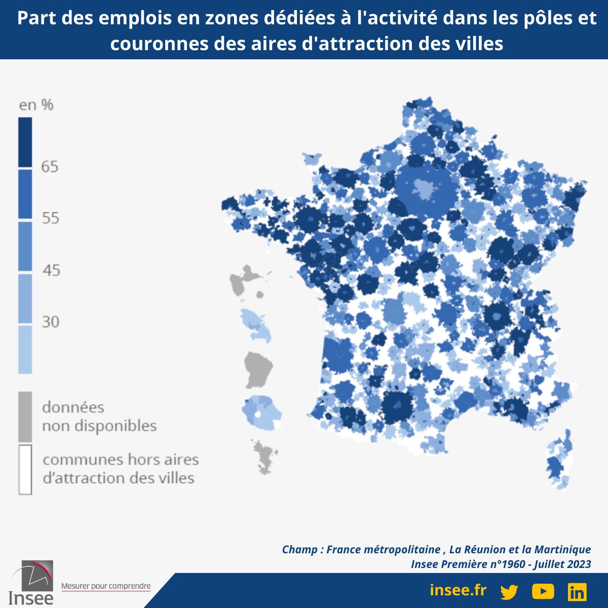 InseeFr's tweet photo. [#Aménagement]
Les #ZDAE se concentrent dans les grandes agglomérations, plus précisément dans la périphérie proche des pôles urbains.
Dans les couronnes des aires d'attraction des villes, 6 emplois sur 10 sont localisés dans une ZDAE.
👉 https://t.co/LkxzWH4v4h https://t.co/ZqvmaGP8Ee