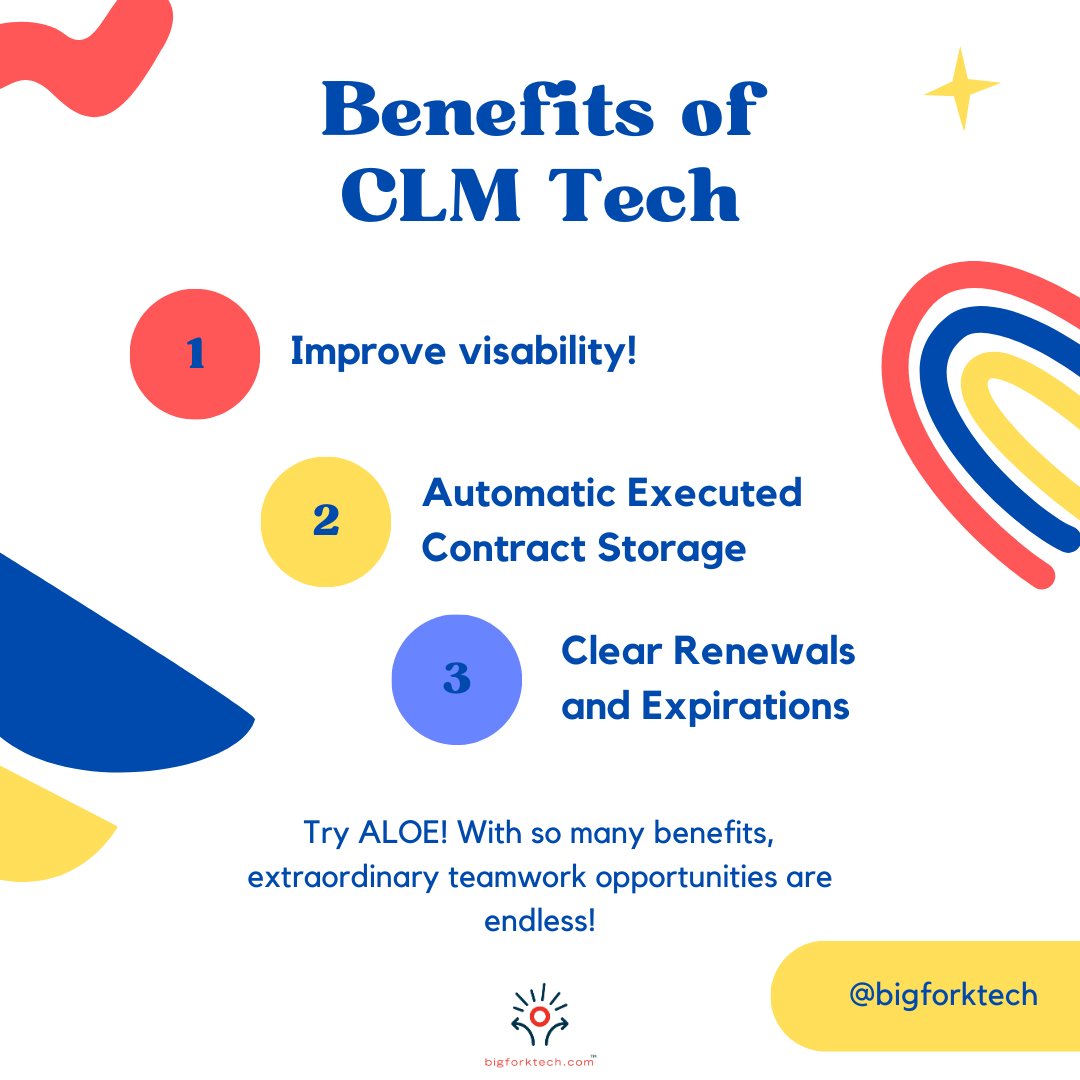 BigforkTech's tweet photo. Tired of drowning in paperwork? Say goodbye to hassle and hello to the power of ALOE’s Contract Lifecycle Management technology!

#CLMTech #ContractManagement #Efficiency #Collaboration #RiskMitigation #DataDrivenInsights #EmbraceTheFuture https://t.co/cnpqQWYjMx