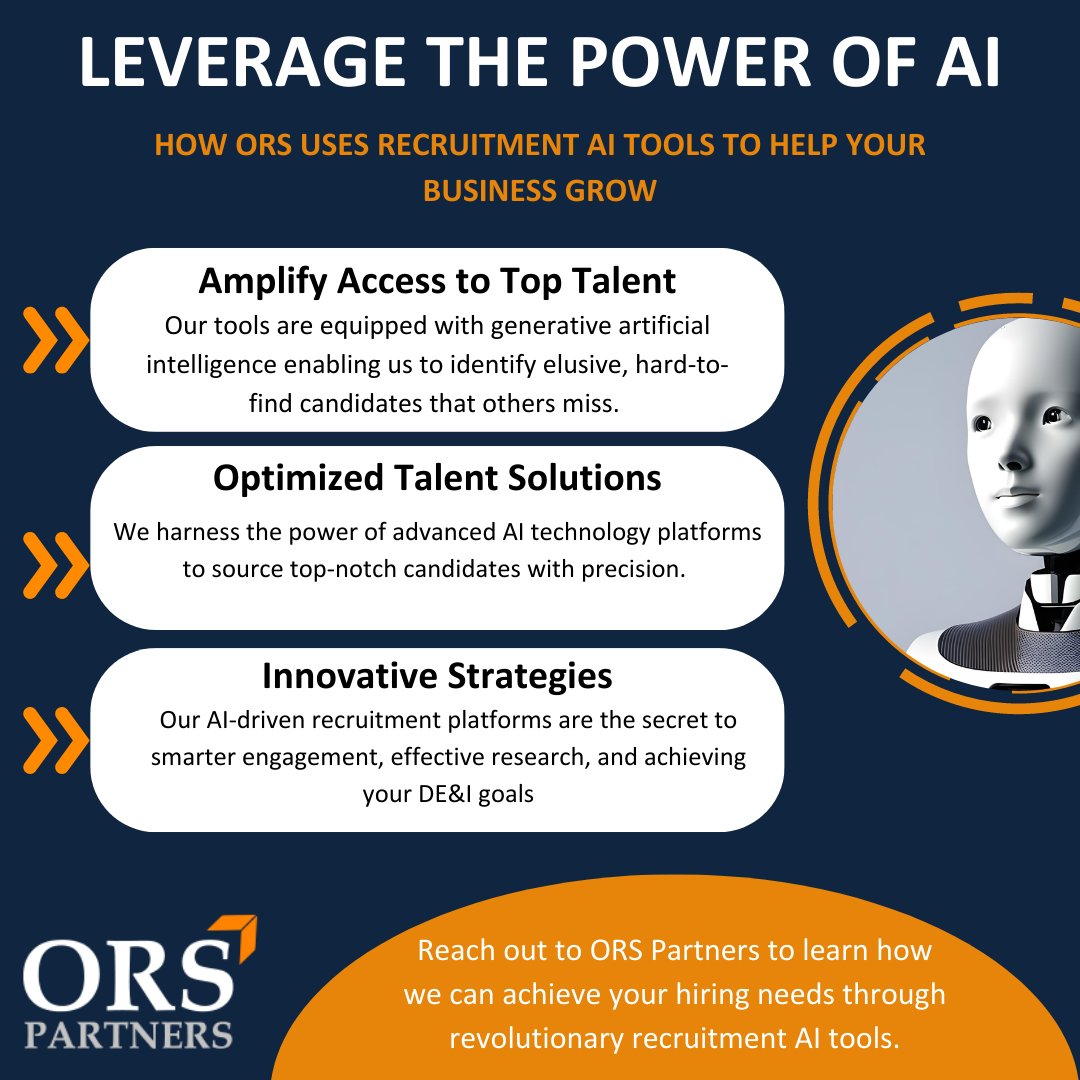 At ORS Partners, we leverage powerful AI recruiting tools to ensure our clients thrive amidst the constant market change. Learn how you can benefit below
hubs.ly/Q01XqWmB0                                           
#AIrecruitment #Innovation #AchieveExcellence