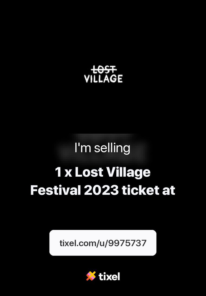 Selling 1x Lost Village ticket. Price includes name transfer. Follow link to buy/ message me for more info. 

#tixel #lostvillage #lostvillageticket 

Looking for a Lost Village Festival 2023 ticket tixel.com/u/9975737