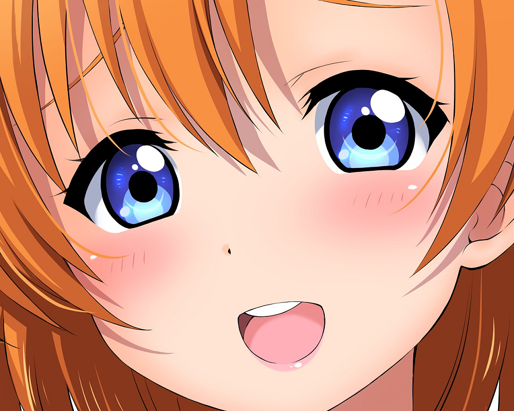 kousaka honoka 1girl solo blue eyes close-up open mouth orange hair looking at viewer  illustration images