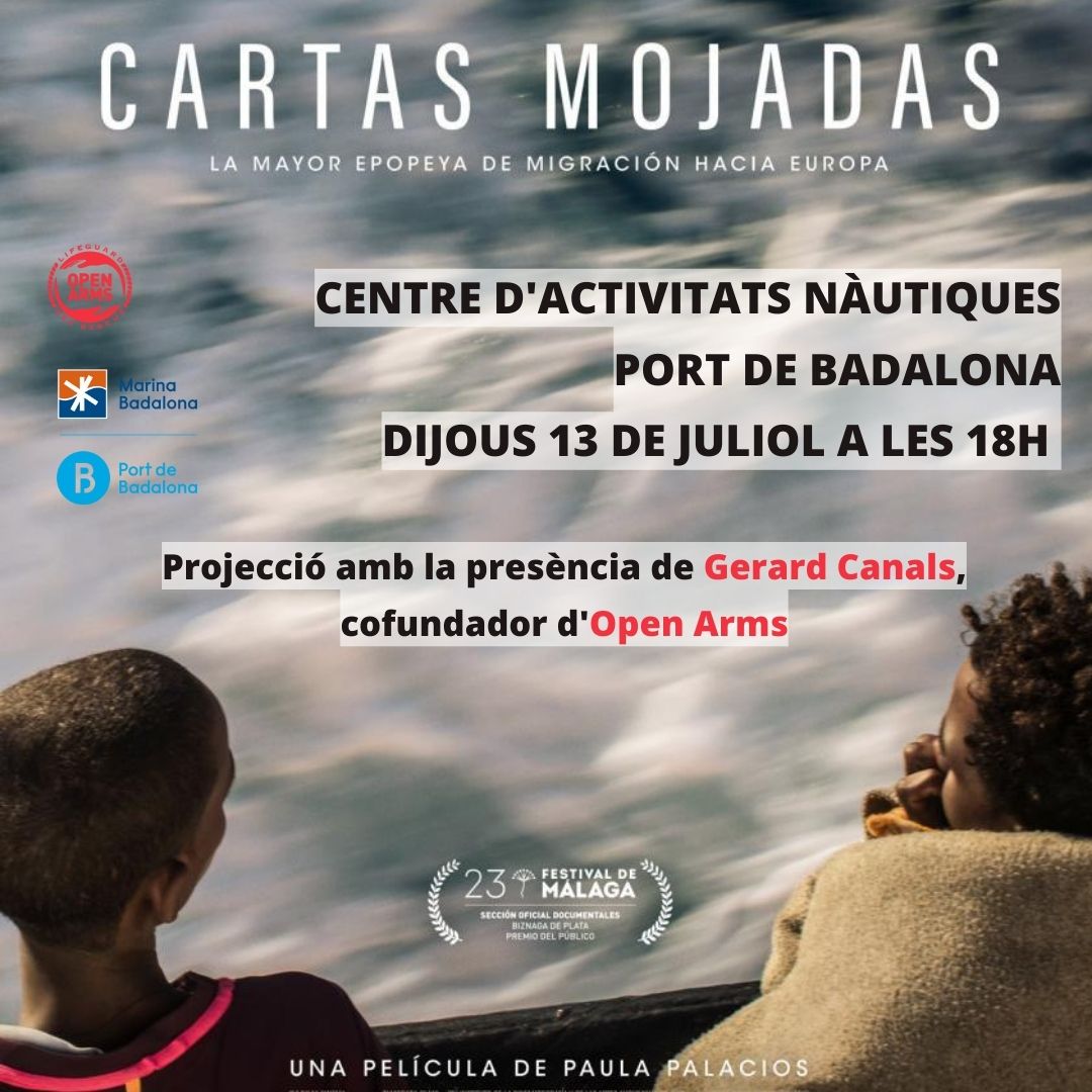 📢 T’esperem demà 13 de juliol al Centre d'Activitats Nàutiques del <a href="/PortdeBadalona/">Port de Badalona</a> per a la projecció del documental 🎞️ “Cartas Mojadas”, sobre la realitat de les persones que s'han llançat a la Mediterrània en els últims anys intentant arribar a Europa.

🛟 Seguint cartes