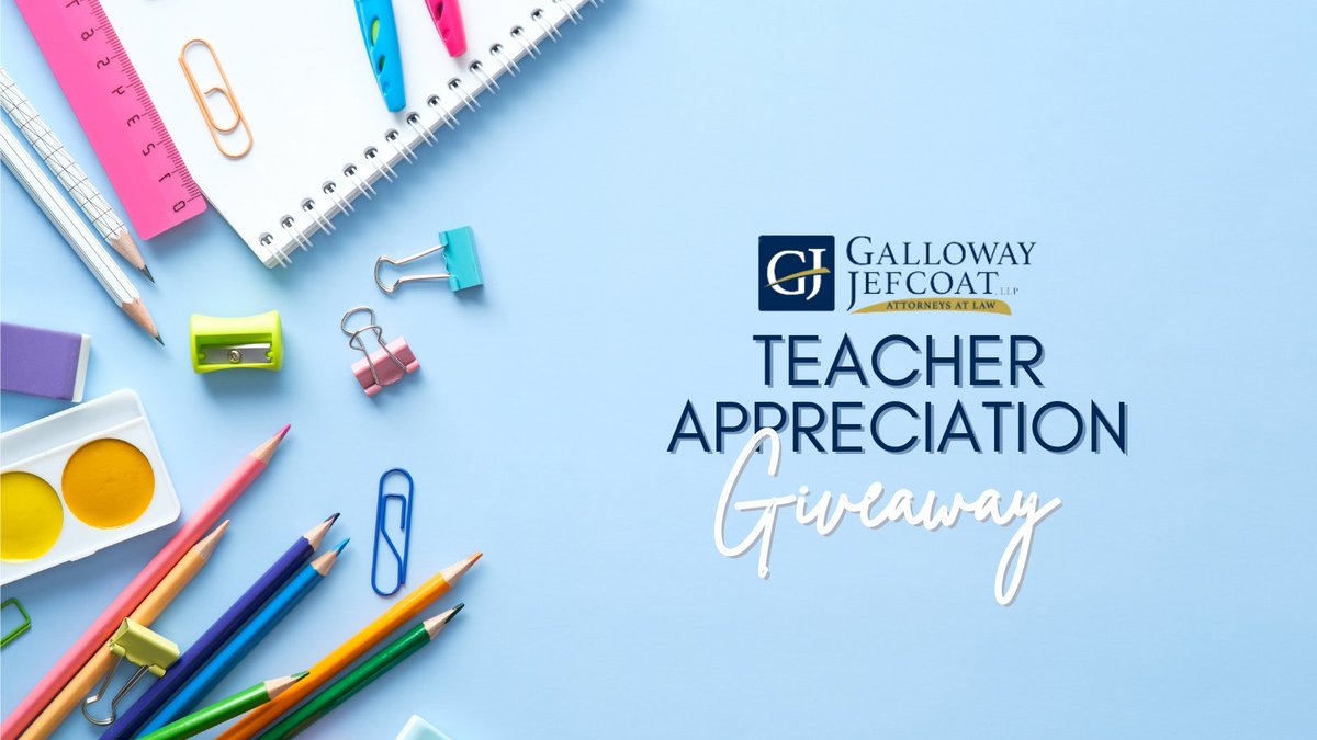 GallowayJefcoat's tweet photo. There are only a couple days left to enter our Galloway Jefcoat Teacher Appreciation Giveaway! One lucky educator will win $250 towards their classroom! 

To enter:
1. LIKE and SHARE this post! 
2. COMMENT below with a link to your classroom wish list! 

Winner announced 7/17! https://t.co/cSrKcfuxmJ
