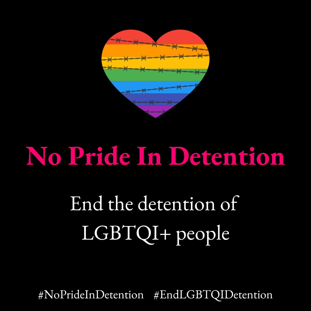 We are fiercely supporting @rainbowmigrants'  campaign to end LGBTQIA+ people trapped in @ukhomeoffice detention.

No LGBTQIA+ person should be locked up indefinitely and subjected to queerphobic bullying  &abuse.
rainbowmigration.org.uk/no-pride-in-de…

#NoPrideInDetention #EndLGBTQIDetention