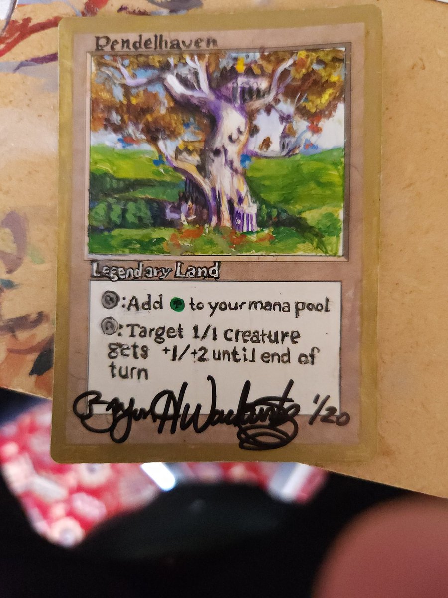 Pendelhaven painted on an MTG Championship card. Limited to 20. This is 1 out of 20 i will be doing. Acrylic on card.