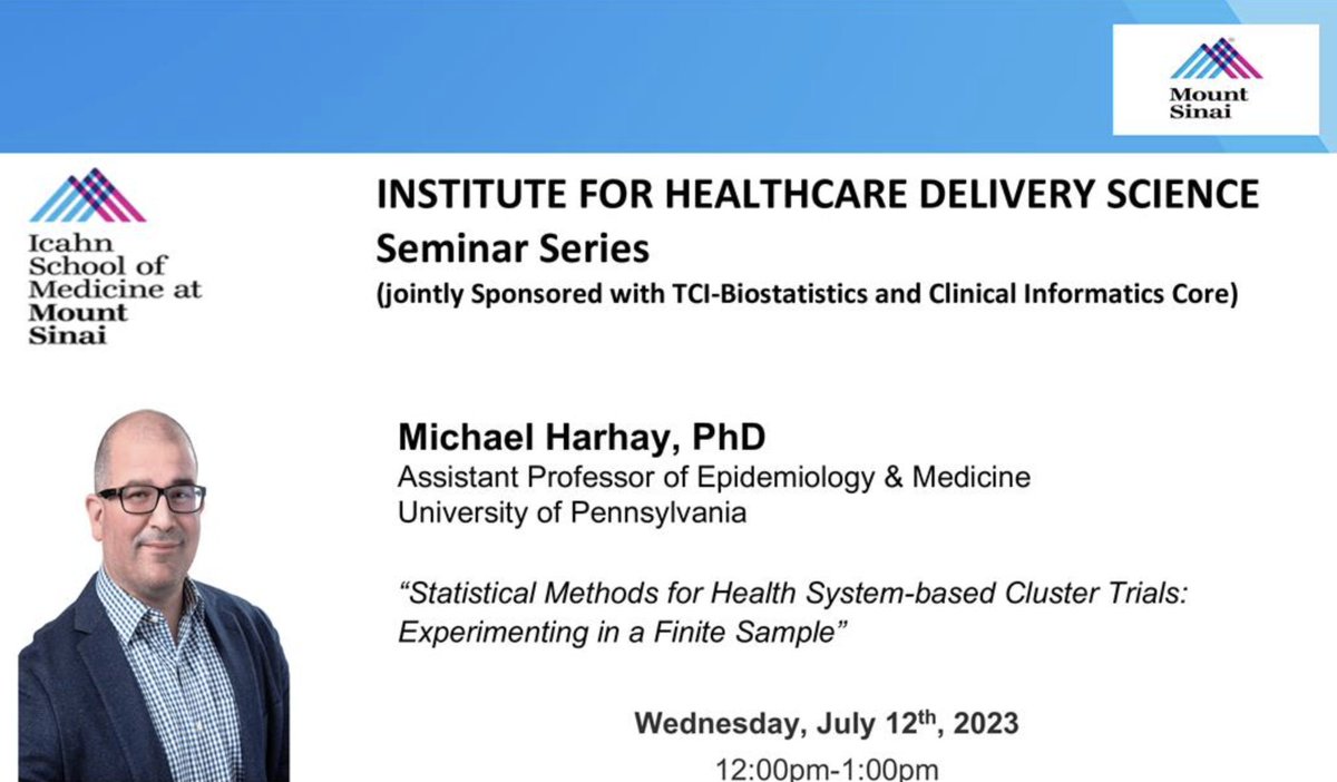 Very excited to share our rapidly growing learning health system methods portfolio today at Mt. Sinai!

Highlights!
Estimands: doi.org/10.1093/ije/dy…
Cov adj: doi.org/10.1002/bimj.2… & arxiv.org/abs/2112.00832
SACE: doi.org/10.1093/aje/kw…
Missing data: arxiv.org/abs/2209.01297