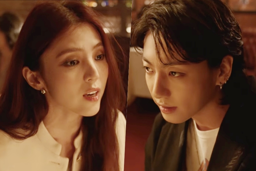 soompi's tweet photo. WATCH: BTS's #Jungkook And #HanSoHee Are A Fighting Couple In New MV Teaser For "Seven" Featuring #Latto 
https://t.co/0Tf5YNyMtn https://t.co/rlXHWnvqHO