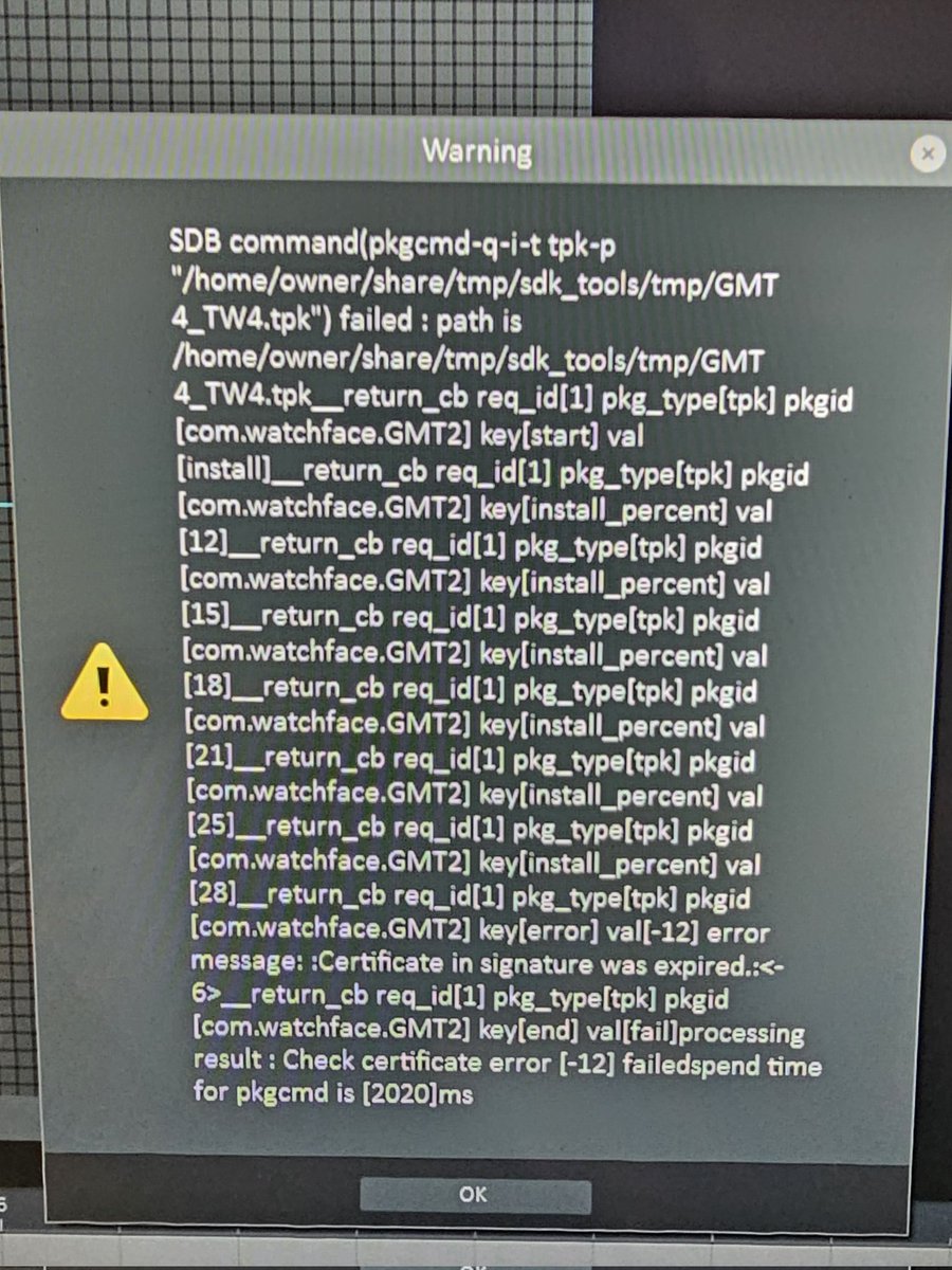 adamzuberi's tweet photo. @samsung_dev can anyone help, I designed a watchface for my Galaxy Watch, uploaded it to the watch and all was well, however when I upgraded my phone the watch reset, now I get this error and cannot upload it, can anyone help me understand what's wrong and how to fix it please? https://t.co/BF2kS2SWBv