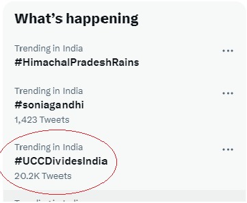 thameem_pnk's tweet photo. India Trending #UCCDividesIndia https://t.co/HxX2c5p2y8