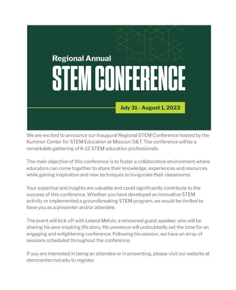 Missouri S&T Kummer Center for STEM Education tweet media