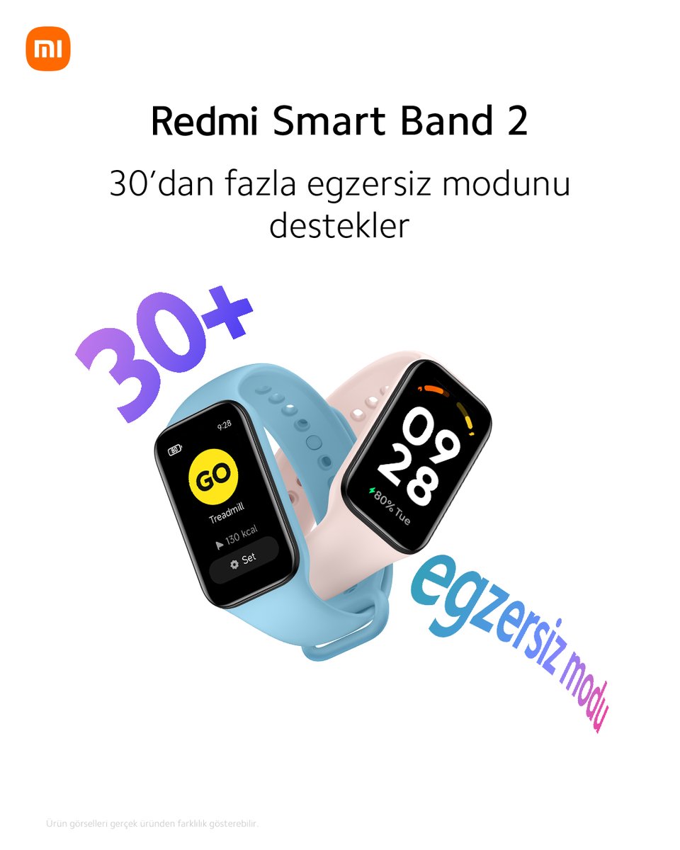 XiaomiTurkiye's tweet photo. #RedmiSmartBand2'nin 30'dan fazla egzersiz modu ile antrenman hedeflerine ulaşmak artık çok daha kolay. 🏃🏻 Keşfetmek için hemen aşağıdaki linke tıkla. 👇🏻

https://t.co/31SioRqzl2 https://t.co/uaiS5zUjf7