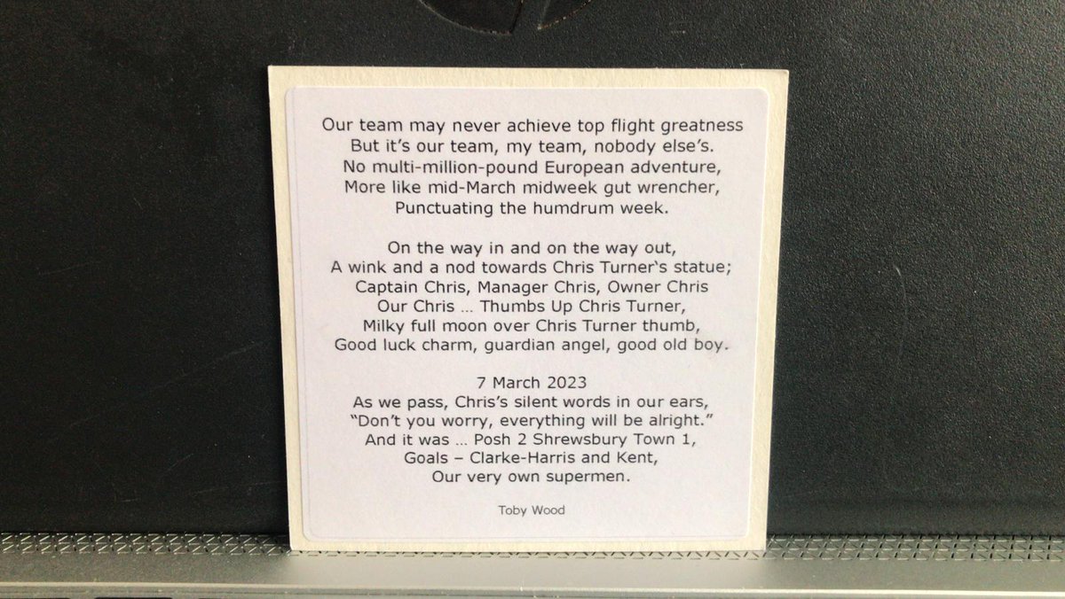 adi_mowles's tweet photo. Generously donated by the legend that is @TobyWoody  with a great little poem on the reverse.
We hope to raise a few £ for @tommystatue in the future with them. Thanks mate. https://t.co/1tlC2EQQJz