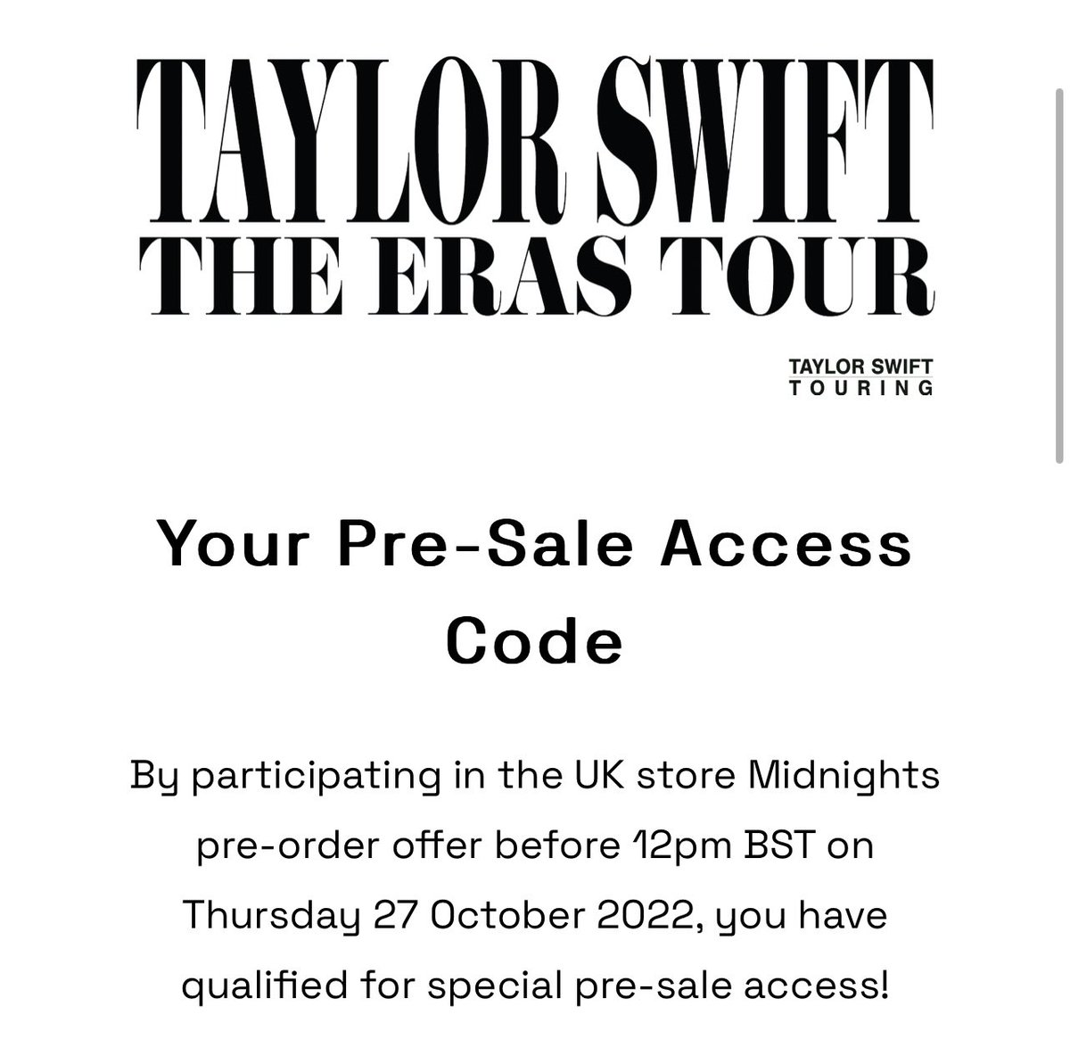 ge0rgiag1rl's tweet photo. “you saved my life” and it’s literally just the midnights presale code https://t.co/2nBFbdKkgL