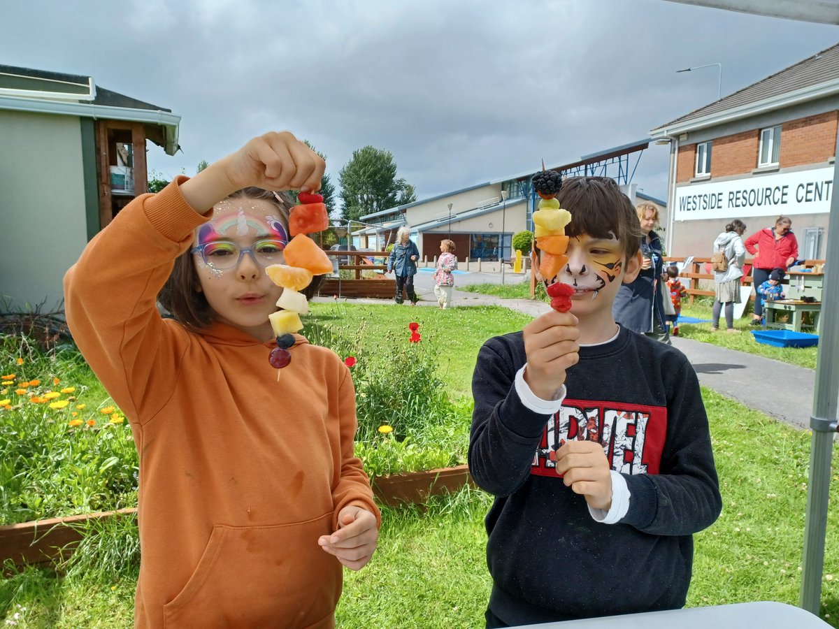 Rainbow fruit skewers are an easy and fun way to get young kids involved in making their own healthy desserts Check out these fruit artists at the @safefood Community Food Initiative event as part of the Westside Community Organic Garden Open Day