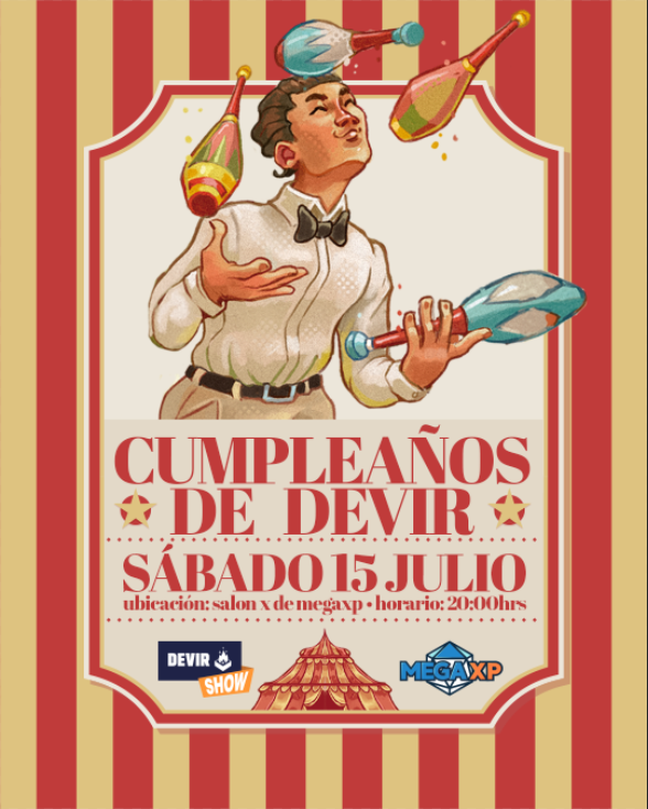 DevirArgentina's tweet photo. ¡Te invitamos a nuestra fiestita!🎂El 15 de julio Devir cumple 36 años y lo celebraremos con un #DevirShow muy especial en @megaxpoficial 🎉¿Nos vemos en Ciudad de México? ¡Te esperamos! 💙 https://t.co/vQJCUz8gB5