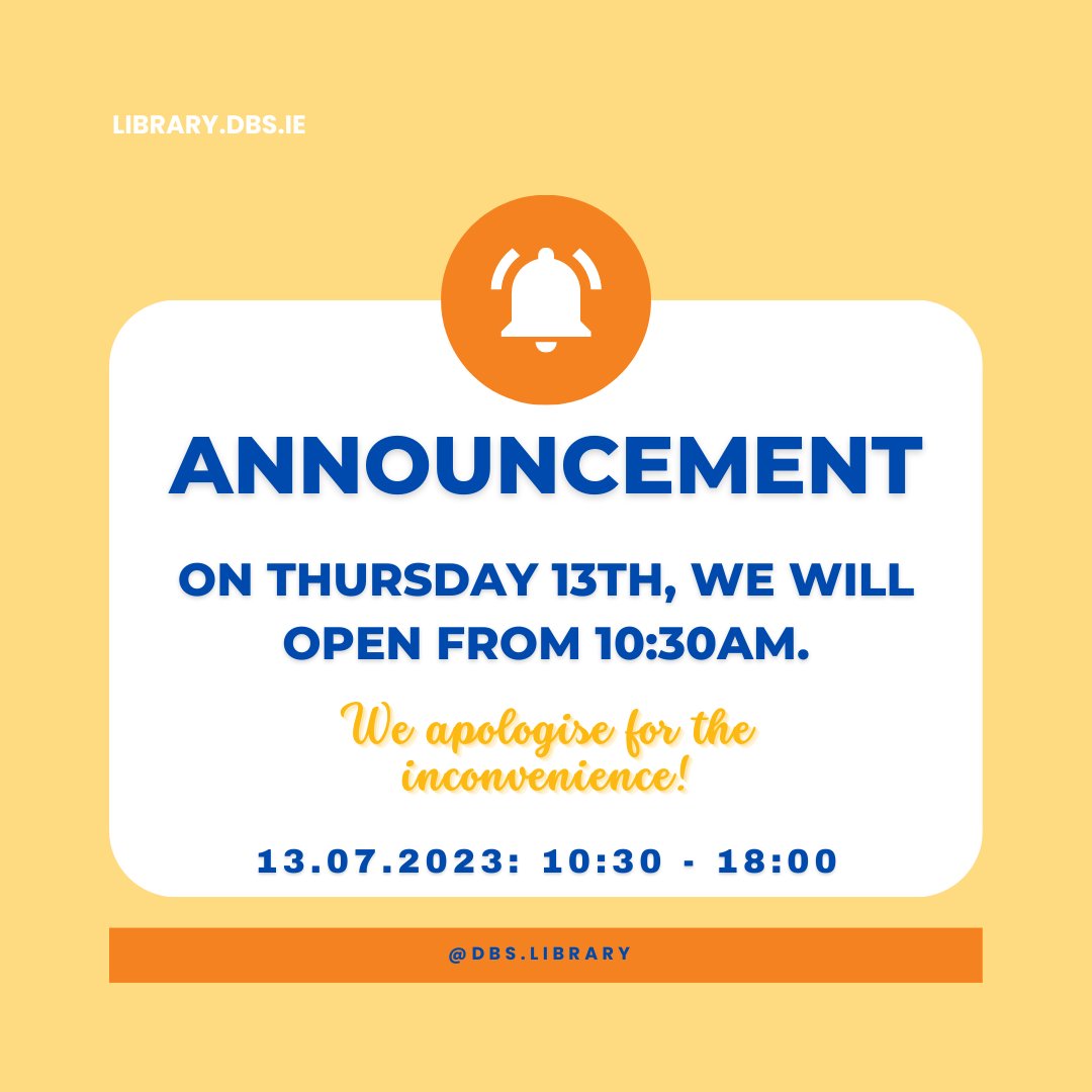 DBSLibraryTwits's tweet image. Hi All! Just a reminder that we open late tomorrow!