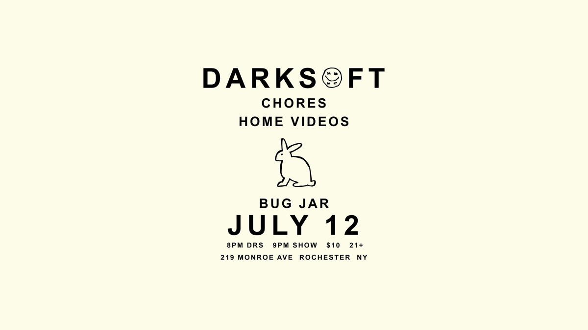 DARKS0FT's tweet photo. Tonight we're in Rochester, NY playing at @bugjarshows with @homevideosband and @chores_band. Here are the details!

Tickets: https://t.co/nW0dgpELxT

Event page: https://t.co/2aQhFAETdW https://t.co/0tcdKlRJ16