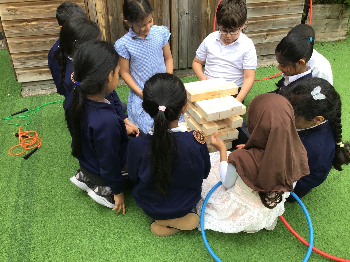 MedwayPrimary's tweet photo. Before the rain enjoying Jenga in Year 2 https://t.co/xr6YXgrjIq