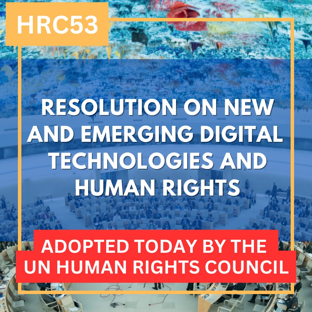 🇺🇸 joins 🇦🇹, 🇩🇰, 🇰🇷, 🇸🇬, 🇲🇦, and 🇧🇷 in celebrating the adoption of a resolution on New and Emerging Digital Technologies and Human Rights at #HRC53.

Progress in the digital realm is best realized through global partnership. <a href="/UN_HRC/">UN Human Rights Council</a>