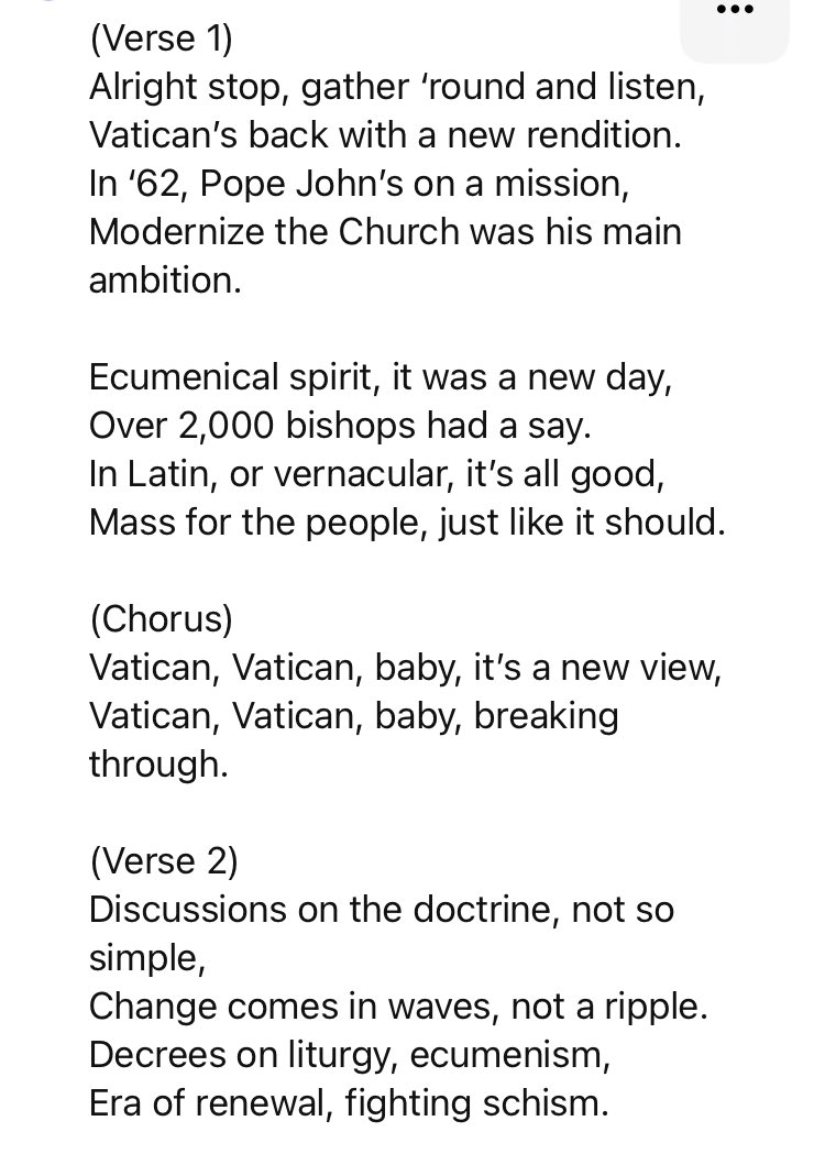 NikolajBill's tweet photo. AI will revolutionize how we work.

Me: write about Vatican II, in the voice  of Vanilla Ice https://t.co/KdjwjYToC6