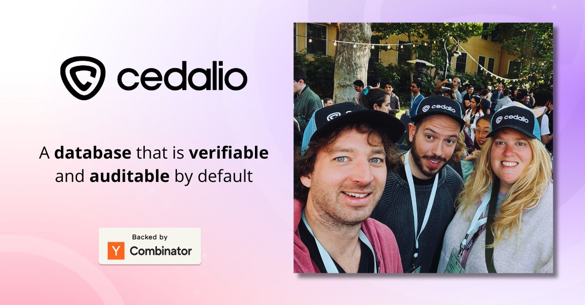 ycombinator's tweet photo. Welcome to YC, @LucianaReznik, @guidomb, @nicomagni, and @CedalioTech!

Cedalio (YC S23) is a verifiable and auditable database by default — trace data back to its origin, and give users ownership and portability of their data across apps.

https://t.co/CzUulAhrYl https://t.co/Eha70wneB2