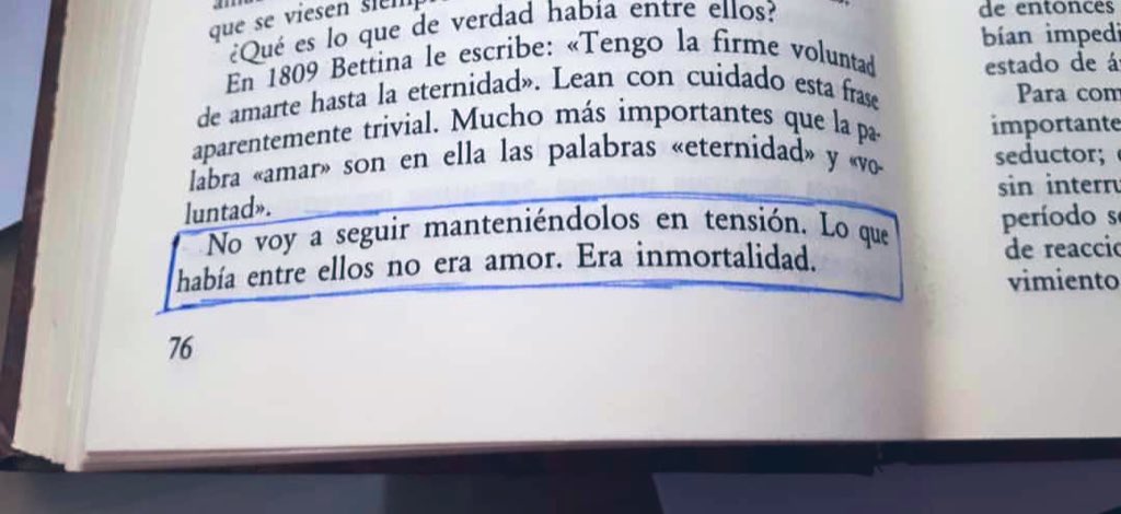 Libro: "La inmortalidad"
“No voy a seguir manteniéndolos en tensión. Lo que había entre ellos no era amor. Era inmortalidad.”