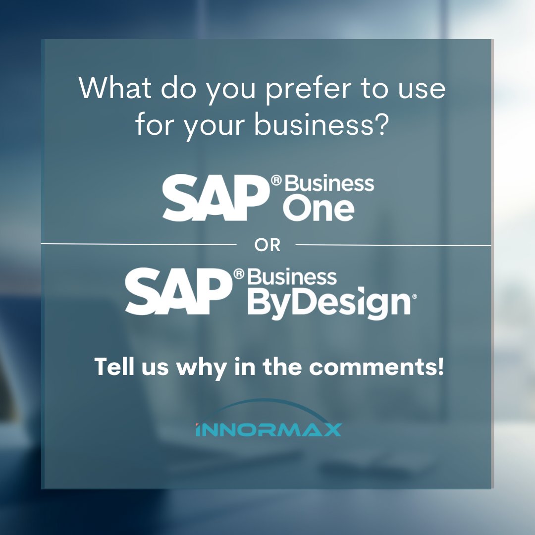 theinnormax's tweet image. We want to hear from you! Drop a comment below and let us know which one you prefer and why. Share your insights and experiences with these powerful SAP solutions! 👇✨ #SAPBusinessByDesign #SAPBusinessOne #BusinessSoftware