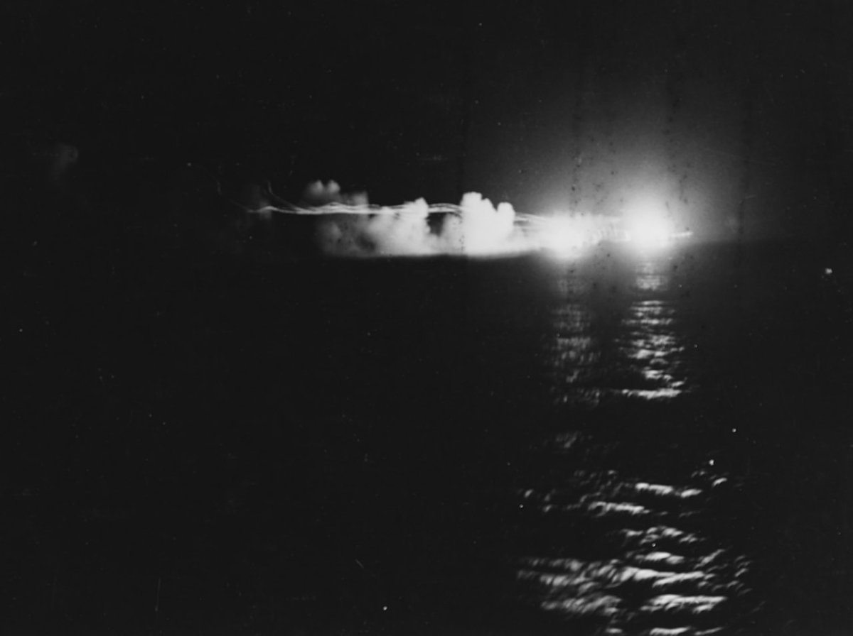 July 12, 1943: In nightly battle of Kolombangara, an Allied naval force seeks to prevent Japanese vessels from landing troops in Solomon Islands