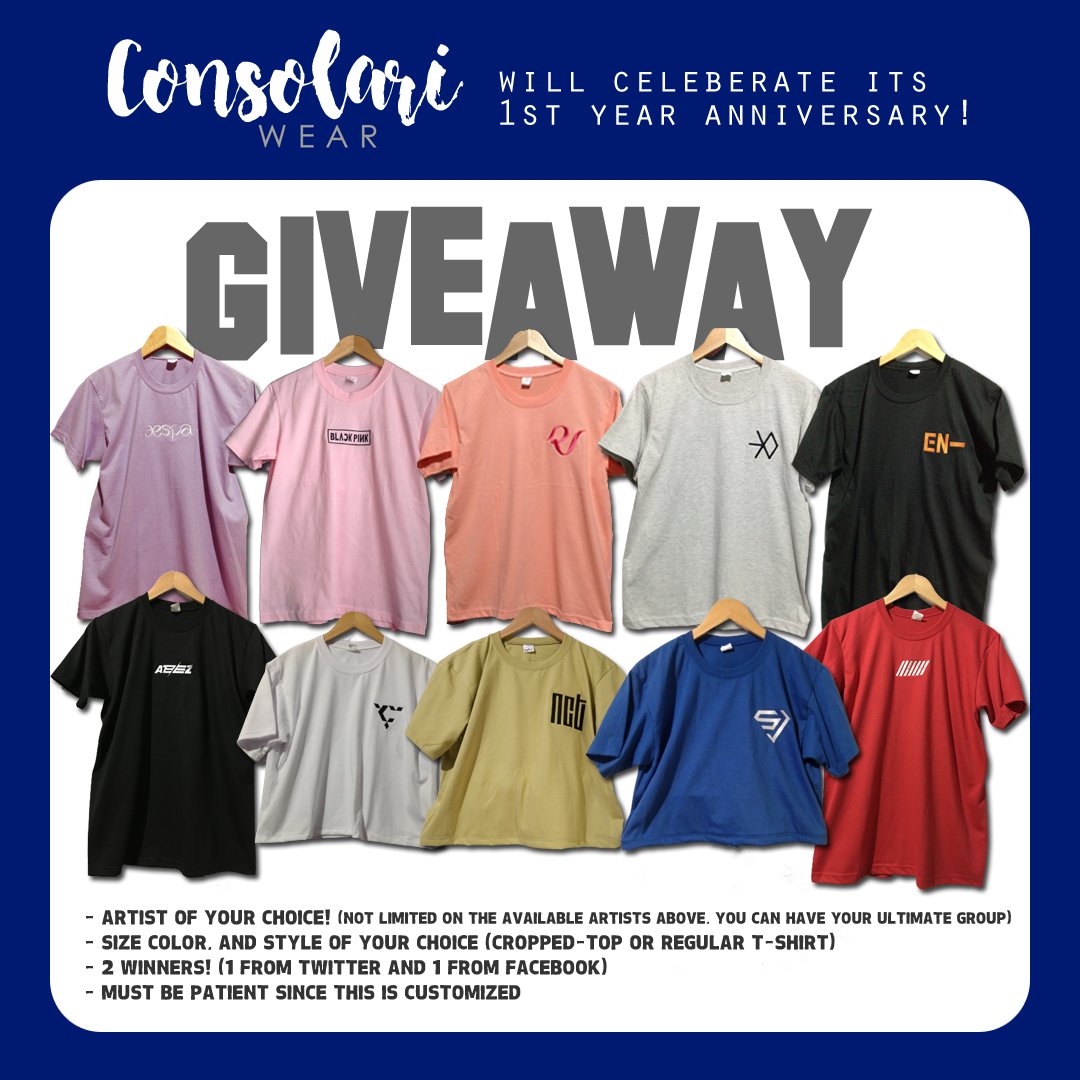 ConsolariPA's tweet photo. Consolari Wear will celebrate its 1st Year Anniversary!
๐ GIVEAWAY ๐
Chance to win any Embroidered Shirt from us! โจ
Mechanics:
- Like and RT this tweet
- Must be following us
- Mention 2 friends
- Multiple entries allowed
๐
UNTIL JULY 30
#CWear #Burdables #1CWear #Kpop https://t.co/auEr8TlPud