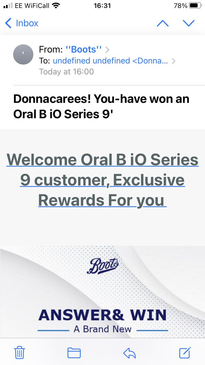 Donna_Reess's tweet photo. @BootsUK really convincing scam email from someone claiming to be boots phishing for log in info. https://t.co/qosaYrU2FS