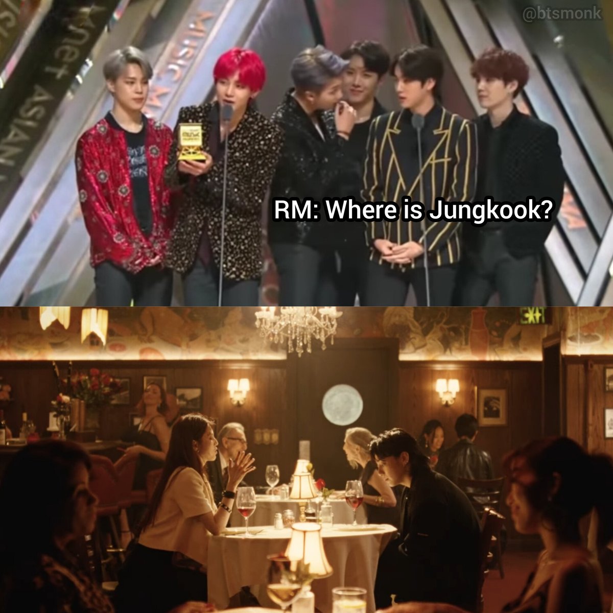 btsmonk's tweet photo. Namjoon: where is Jungkook?
Jungkook: https://t.co/yWnd4Cp0CS