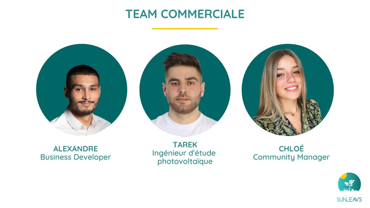 👤 [TEAM SUNLEAVS]

📱De la conception et de l'analyse des systèmes d'énergie solaire photovoltaïque, au développement de l'activité commerciale en passant par la stratégie de communication, la Team commerciale contribue au déploiement de Sunleavs🌿

#team #sunleavs