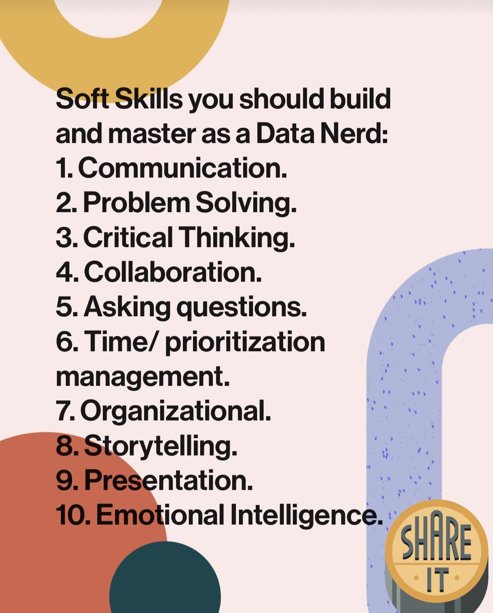 moyinoluwaanoma's tweet photo. Hello, Data Nerds👩🏾‍💻.

This is your sign to remember that your soft skills are as important as your technical skills. Take out time to work and build them as you’re working and building your technical skills. 

P.s:  thumbs up because you got this and I am rooting for you. 
 #data https://t.co/kXccI9H4N4