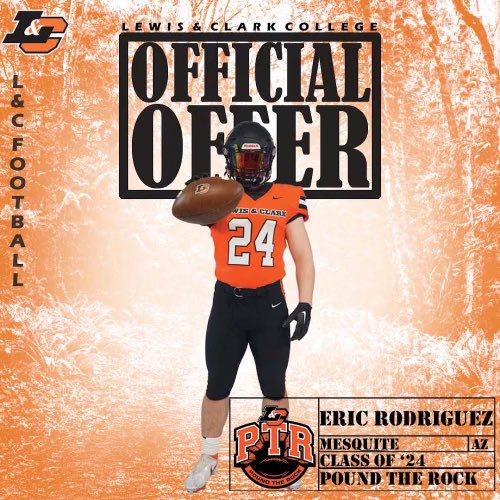 After talking with <a href="/JoeBushman5/">Joe Bushman</a> I can proudly say I’ve received my first scholarship to continue my athletic and academic career at Lewis &amp; Clark! 

<a href="/VanceMillerAZ/">Vance Miller</a> <a href="/mesqwildcatFB/">Mesquite Football</a> <a href="/MesquiteAthDept/">Mesquite Wildcats Athletics</a> <a href="/LCPiosFB/">Lewis & Clark Football</a>