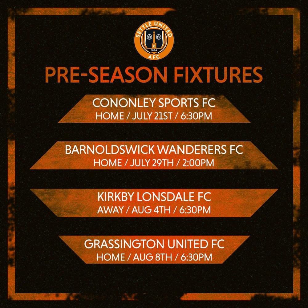 #preseason preview!

As the season fast approaches the following fixtures are now confirmed with more to follow!

Pre-season training also continues Monday and Wednesday night evenings.

#SUAFC 🧡🖤