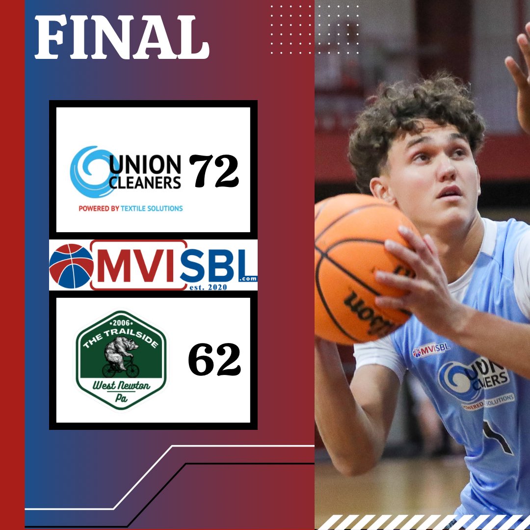 Union Cleaners moves into the final playoff spot at the halfway point! 

Union Cleaners-72
Dame Givner 28pts 10Reb
<a href="/IsiahPetty4/">Isiah</a> 22Pts
Tyler Basic 12Pts

Trailside-62
Brady O’Rourke 20Pts
<a href="/KaneEggerton/">Kane Eggerton</a> 12Pts
Shane Rudberg 12Pts
Sir-Anthony Blair 10Pts 12Reb