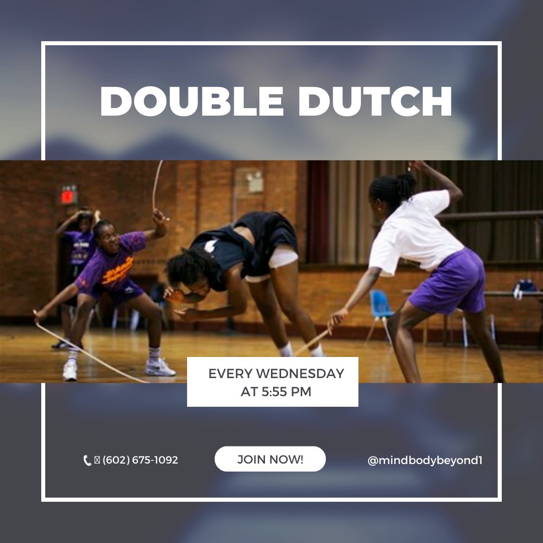 MindBodyBeyond1's tweet photo. Jump into wellness every Wednesday at 5:55 PM with our invigorating Double Dutch sessions!

🤸‍♀️ Elevate your fitness game, boost your mood, and connect with a vibrant community.

 #WellnessWednesday #DoubleDutch #FitnessFun #JungKook_Seven #WednesdayMotivation #MindBodyBeyond https://t.co/qR9VNFlmes