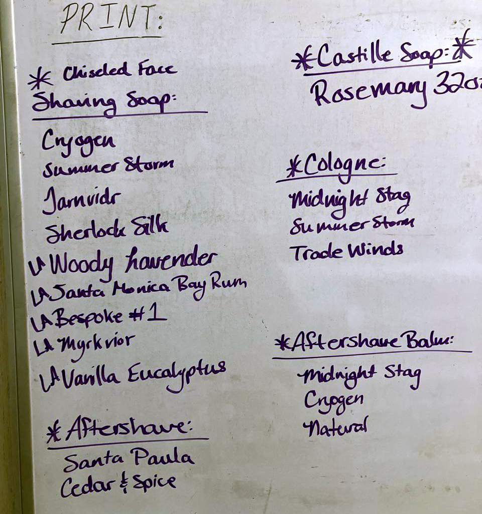 Restock time!  This is the list of product labels I need to get done today - I think this is the biggest restock I've ever done.