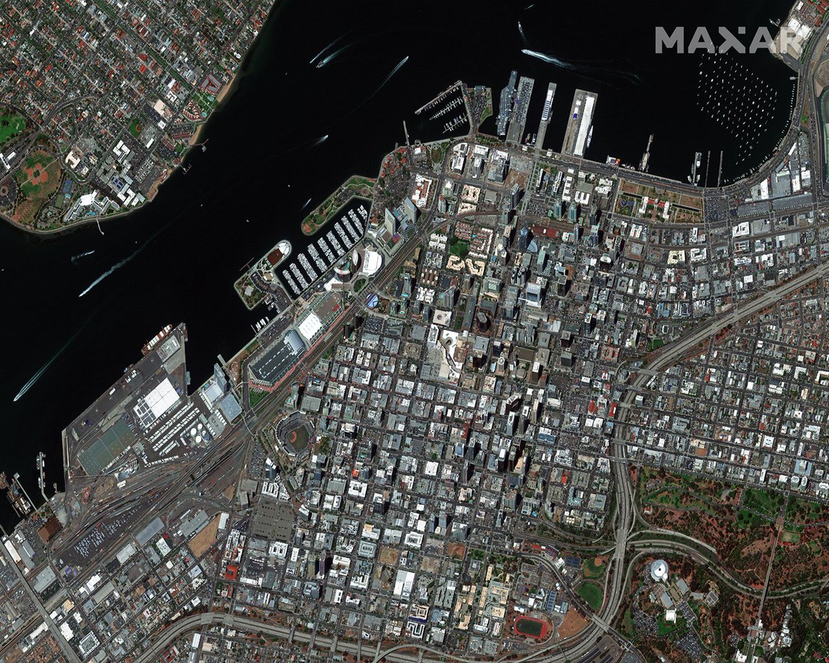 vantortech's tweet photo. Spotted from space: the #GIS community is staying mappy in San Diego this week at #esriuc2023! See the full GeoEye-1 #satelliteimage at Maxar's booth today or schedule a virtual demo if you're missing the sunny weather! https://t.co/B5FMbieM5F https://t.co/1nvIbcwZHb