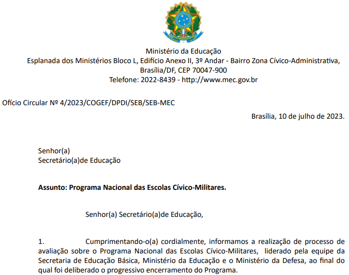 camarotedacpi's tweet photo. 🪖 FIM DAS ESCOLAS MILITARES

Escolas Cívico-Militares serão extintas pelo Ministério da Educação e Governo Lula 3. Em ofício circulado pelo MEC no começo da semana, o Governo prevê o encerramento progressivo do programa bolsonarista de 2019. https://t.co/uCZGVpdOvW