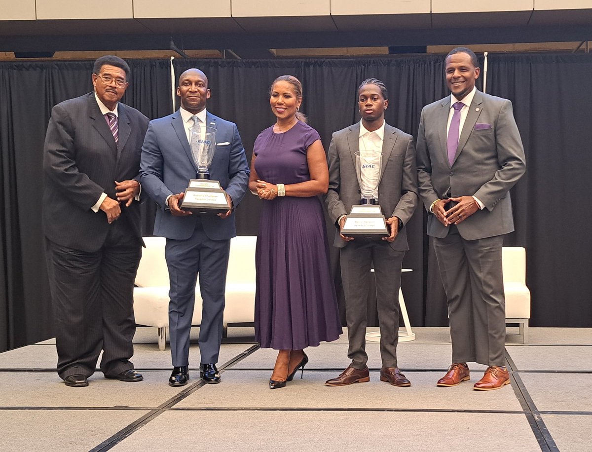 Benedict College presented <a href="/TheSIAC/">The SIAC</a> Commissioner's Cup for having the top men's and women's athletic programs for the second year in a row. <a href="/BenedictEDU/">Benedict College</a> #TheBestofBC