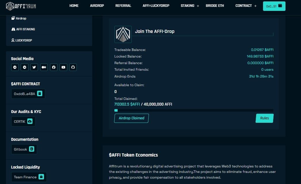 tranthanhbk's tweet photo. 🔔🔔Hướng dẫn claim #Free #Airdrop #AFFITRUM - Kèo super #ponzi  nên đọc kỹ nha anh em.

🤔Phần thưởng: 15$ tương đương 150$ token $AFFI

Chart $AFFI: 
https://t.co/FTf4vPIX1s

✅Lưu ý: Token sẽ lock tại thời điểm claim và sau đó mỗi ngày mở khóa 0.8%

Trình tự làm (tuyệt đối không mua presale lung tung kẻo đu đỉnh): 

1/ Truy cập: https://t.co/mjrqc9W5Ro

2/ Làm các nhiệm vụ mạng xã hội. 
Anh em điền lung tung là được không cần điền chính chủ.

3/ Hoàn thành sau đó quay lại trang "Airdrop" và Claim

4/ Phí claim 0.2$ $ETH mạng #Arbitrum

5/ Sau khi claim thì anh em quăng đó để nó tự unlock chứ đừng bán lỗ phí, chờ có sóng gom về ví clone bán.

Thể loại này là Ponzi và mục tiêu hướng đến là ref càng nhiều càng tốt ->  claim airdrop gom sớm trước nhiều 
người -> xả trước Dev (ai hold thì còn cái nịt).

#Airdrops #retroactive
