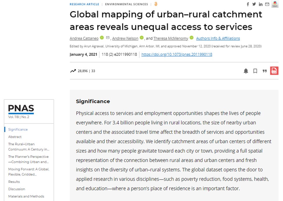 Just released ‼️
#SOFI2023 report uses Urban-Rural Catchment Areas (URCA) data to analyze urbanization.
The SOFI Figure below shows importance of going beyond the rural-urban dichotomy: city-size and travel time matter.
fao.org/documents/card…
pnas.org/doi/10.1073/pn…